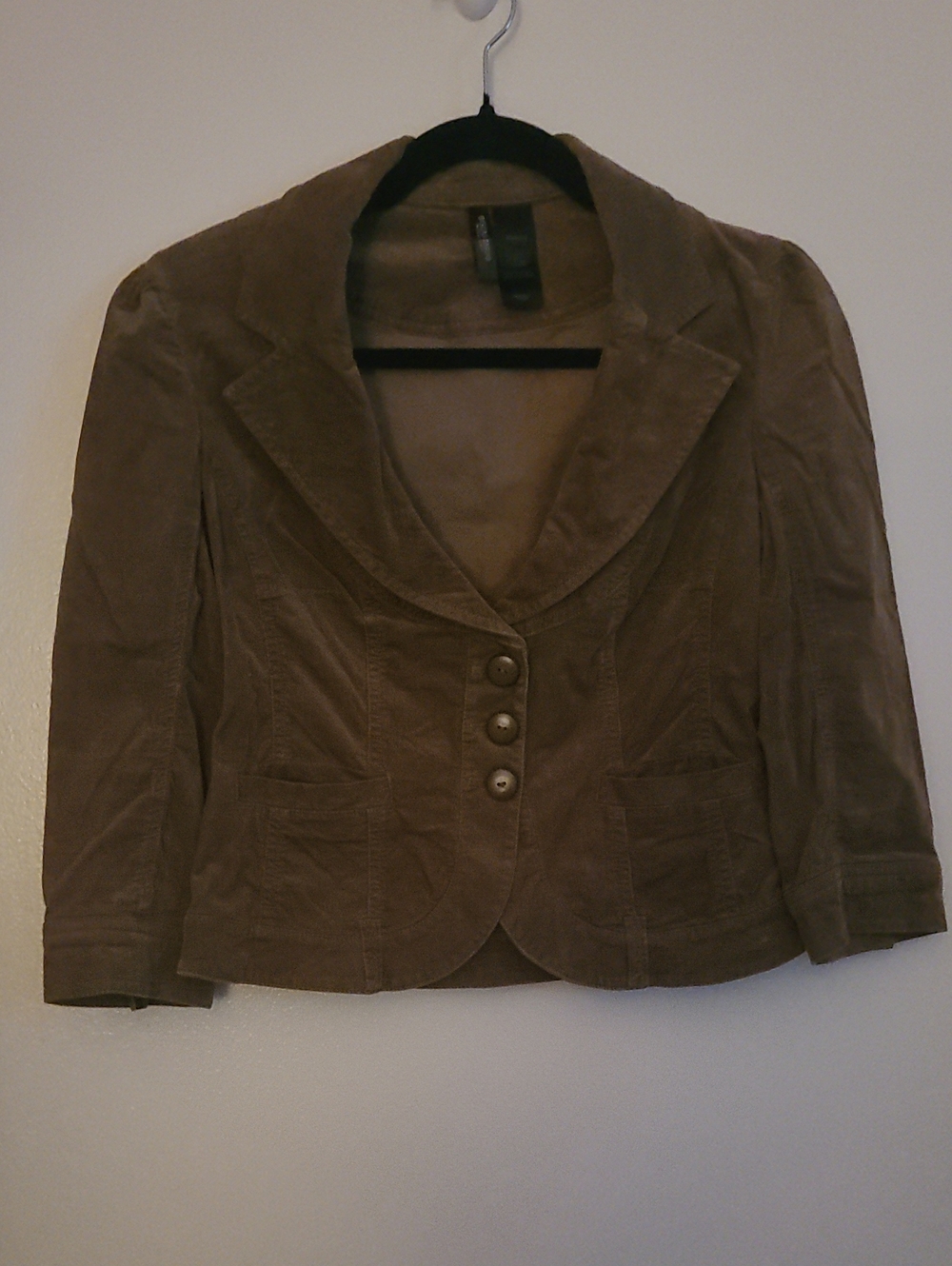 Bisou Bisou Tan Brown Corduroy Button-Front Blazer Sz XS